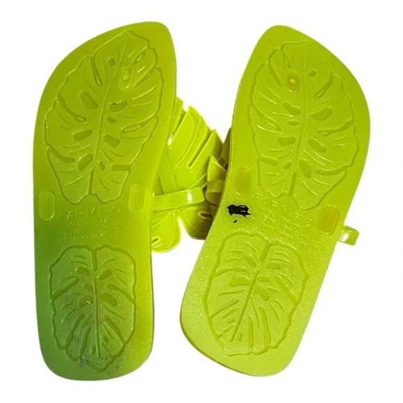 Farm Rio Green Leaf Design Jelly Women's Sandals NWOT 8/9 - Picture 4 of 5